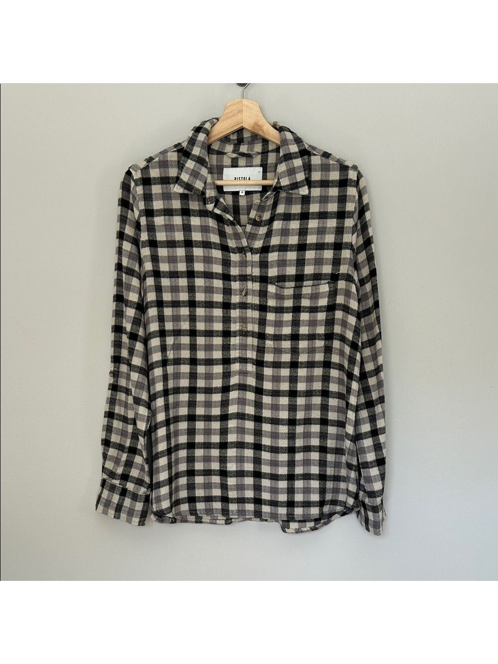 Pistola Black/Grey Check Flannel Long Sleeve Shirt
